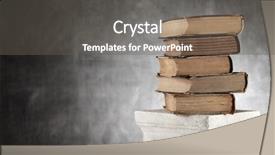  Presentation with plaster - Presentation design having stack of antique yellowed books background and a gray colored foreground