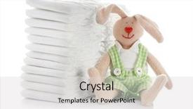  Presentation with diaper - Beautiful presentation theme featuring stack of baby diapers backdrop and a light gray colored foreground