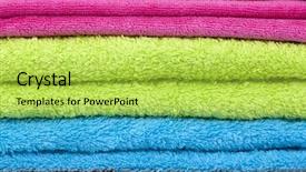  Presentation with stack - Audience pleasing slides consisting of stack of bath towels background backdrop and a yellow colored foreground