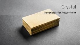  Presentation with name - Presentation theme featuring stack-of-blank-golden-business background and a light gray colored foreground