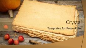  Presentation with rustic wood - Presentation theme consisting of stack-of-blank-handmade-paper background and a blonde colored foreground