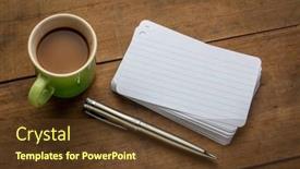  Presentation with cup coffee - Presentation theme having stack-of-blank-index-cards background and a tawny brown colored foreground