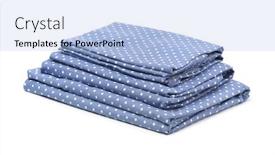  Presentation with white and navy blue - Theme having stack-of-blue-cotton-bedding background and a light blue colored foreground