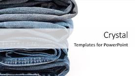  Presentation with jeans - Beautiful slide deck featuring denim fabric background - stack of blue jeans backdrop and a white colored foreground