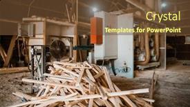  Presentation with woodworking - Audience pleasing presentation theme consisting of stack-of-boards-near-woodworking backdrop and a tawny brown colored foreground