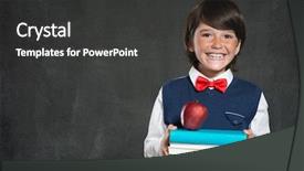  Presentation with stack books - PPT layouts with stack of books and apple background and a dark gray colored foreground