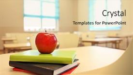  Presentation with stack books - Slide deck enhanced with stack of books and apple background and a lemonade colored foreground