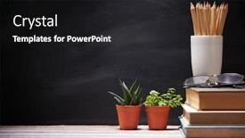  Presentation with stack books - Theme having stack-of-books-and-reading background and a dark gray colored foreground