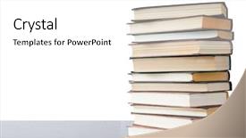  Presentation with history book - Presentation theme with stack of books isolated background and a white colored foreground