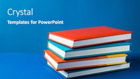  Presentation with stack books - PPT layouts consisting of stack-of-books-on-blue background and a gray colored foreground