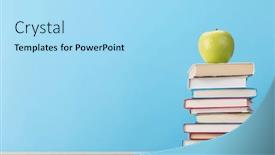  Presentation with stack books - Presentation having stack-of-books-on-desk background and a arctic colored foreground