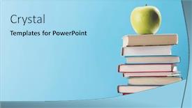  Presentation with creativity - PPT theme consisting of stack-of-books-on-desk background and a arctic colored foreground