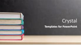  Presentation with creativity - Slides consisting of stack-of-books-on-desk background and a dark gray colored foreground