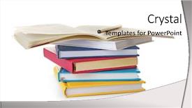  Presentation with tan book stack stacks of books - Beautiful PPT layouts featuring stack of books on white backdrop and a white colored foreground
