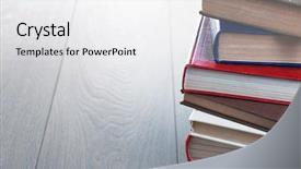  Presentation with public health stack of books - PPT theme enhanced with stack of books on wooden background and a white colored foreground