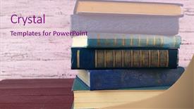  Presentation with stack books - Colorful PPT layouts enhanced with stack of books on wooden backdrop and a lemonade colored foreground