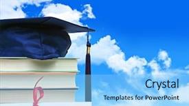  Presentation with stack books - Presentation consisting of stack of books with cap background and a light blue colored foreground