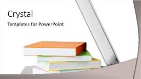  Presentation with tan book stack stacks of books - Presentation theme enhanced with stack of books with laptop background and a white colored foreground