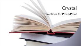  Presentation with stack of old books - Beautiful presentation theme featuring stack of books with one backdrop and a white colored foreground