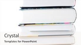 Presentation with stack books - Presentation theme enhanced with stack of books background and a white colored foreground