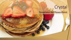  Presentation with maple - Slide deck with stack of buckwheat pancakes with fresh berries and maple syrup background and a yellow colored foreground