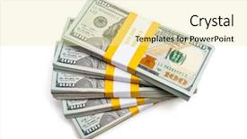  Presentation with finance - Presentation theme consisting of stack of bundles of 100 background and a blonde colored foreground