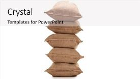  Presentation with wine retail case stack - Audience pleasing PPT layouts consisting of stack of burlap sacks isolated backdrop and a light gray colored foreground