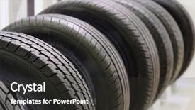  Presentation with tires - Audience pleasing PPT theme consisting of stack of car tires backdrop and a dark gray colored foreground