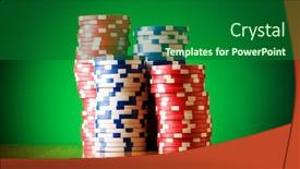  Presentation with casino - Colorful PPT layouts enhanced with stack of casino chips against gradient background backdrop and a forest green colored foreground