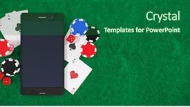  Presentation with playing cards - Presentation featuring stack of casino token background and a ocean colored foreground