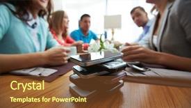  Presentation with tech stack - Theme with stack of cellphones with group background and a tawny brown colored foreground