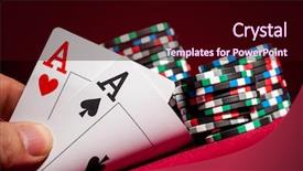  Presentation with stack - Audience pleasing PPT theme consisting of chips and two ace backdrop and a wine colored foreground
