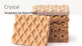  Presentation with white chocolate - Presentation theme enhanced with stack-of-chocolate-stuffed-wafers background and a sky blue colored foreground