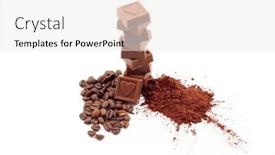  Presentation with cocoa - Beautiful PPT theme featuring stack of chocolates cocoa and coffee isolated on white backdrop and a white colored foreground