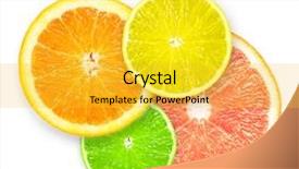  Presentation with citrus - PPT theme enhanced with stack of citrus fruit slices background and a yellow colored foreground