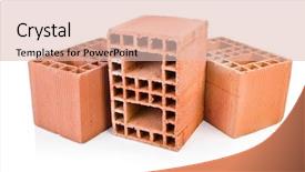  Presentation with white bricks - Presentation design featuring stack of clay bricks isolated on white background and a lemonade colored foreground