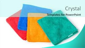  Presentation with stack - Colorful PPT theme enhanced with stack-of-cleaning-rags backdrop and a arctic colored foreground