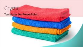  Presentation with stack - Audience pleasing presentation theme consisting of stack-of-cleaning-rags backdrop and a coral colored foreground