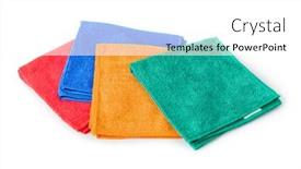 Presentation with stack - Slide set consisting of stack-of-cleaning-rags background and a white colored foreground
