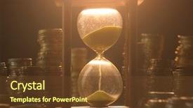  Presentation with time money - Slide set enhanced with stack of coins with hourglass background and a tawny brown colored foreground