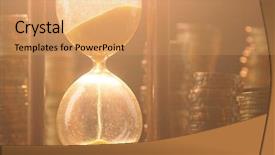  Presentation with time money - Colorful presentation theme enhanced with stack of coins with hourglass backdrop and a coral colored foreground