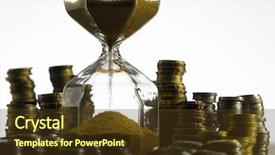  Presentation with time value of money - Slide set having stack of coins with hourglass background and a tawny brown colored foreground