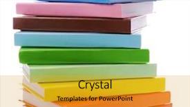  Presentation with tan book stack stacks of books - Amazing slide set having stack of colorful books isolated backdrop and a gold colored foreground