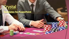  Presentation with casino - Colorful slide deck enhanced with stack of colorful casino tokens backdrop and a tawny brown colored foreground