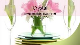  Presentation with ceramic - Amazing presentation theme having stack of colorful ceramic dishes and flowers isolated on white backdrop and a lemonade colored foreground