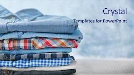 Presentation with football blue colors - Cool new theme with stack of colorful clothes backdrop and a light blue colored foreground