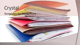  Presentation with file folder - Slides featuring stack of colorful file folders background and a coral colored foreground