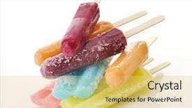  Presentation with ice cream food truck - Audience pleasing slides consisting of stack of colorful ice cream backdrop and a yellow colored foreground