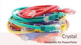  Presentation with cables - Amazing PPT theme having stack of colorful network cables backdrop and a  colored foreground