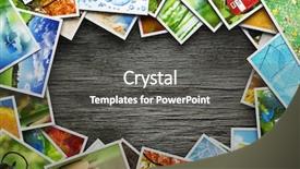  Presentation with stack - Slide set consisting of stack of colorful photos background and a dark gray colored foreground